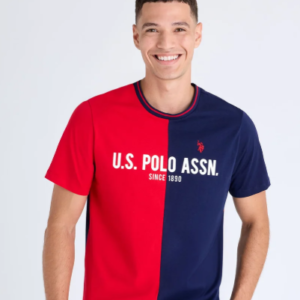 Camiseta bicolor U.S. Polo Assn. rojo y azul (Talla M)