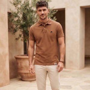 Camisa color cafe Aeropostale para hombre (Talla S)