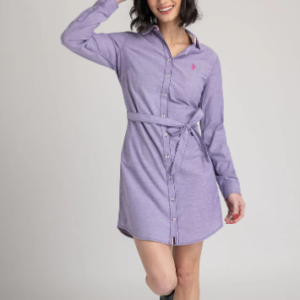 Vestido camisero morado manga larga (Talla M)