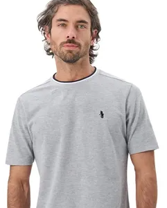Camiseta gris melange U.S. Polo Assn. cuello oscuro (Talla L)