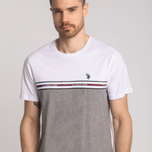 Camiseta bicolor blanca y gris U.S. Polo Assn. (Talla M)