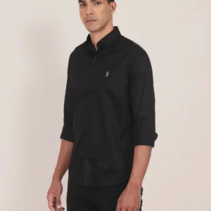 Camisa formal negra de manga larga U.S. Polo Assn. (Talla M, L)