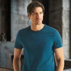 Camiseta azul petróleo Nautica de cuello redondo (Talla M)