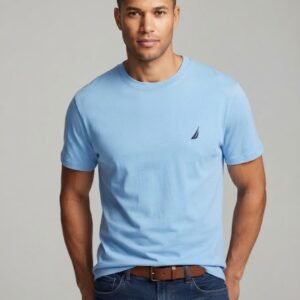 Camiseta Casual Celeste Clásica - Nautica (Talla M)