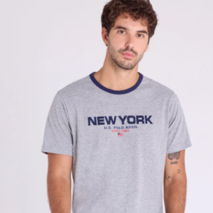 Camiseta gris con estampado New York U.S. Polo Assn. (Talla M)