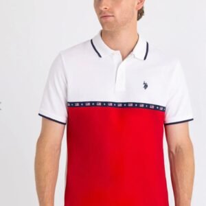 Polo Bicolor Blanco y Rojo - U.S. Polo Assn. (Talla M)