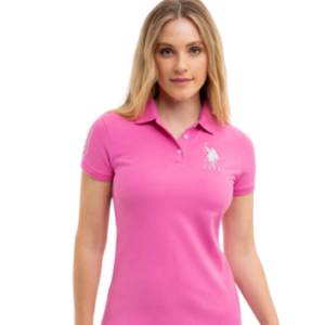 Camisa polo fucsia U.S. Polo Assn. con ribete en manga