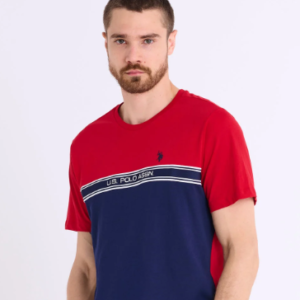 Camiseta bicolor roja y azul marino U.S. Polo Assn. (Talla M)