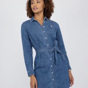 Vestido camisero estilo denim de manga larga (Talla S, M)
