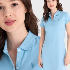 Vestido tipo polo celeste casual (Talla S)