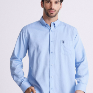 Camisa formal celeste de manga larga U.S. Polo Assn. (Talla L)