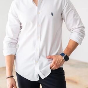 Camisa formal blanca de manga larga U.S. Polo Assn. (Talla M, XL)