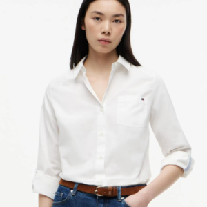 Camisa formal blanca de manga larga con bolsillo Tommy Hilfiger